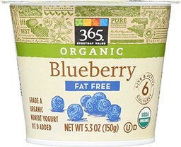 365 Everyday Value, Organic Blueberry Fat Free Yogurt, 5.3 oz