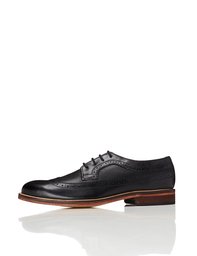 Amazon Brand - find. Men's Derby in Brogue Style Lace Up, Black (Black) US 9