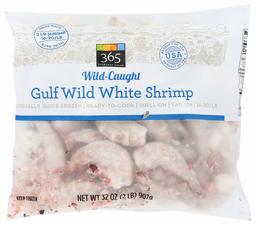 365 Everyday Value, Wild-Caught Seafood Value Pack, Gulf Wild White Shrimp, Shell-On & Tail-On (16-20/lb), 32 Ounce (Frozen)