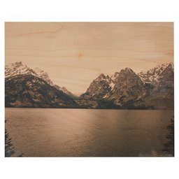 Amazon Brand – Rivet Lakeside Snow-Capped Mountains Printed on Wood Wall Art, 16