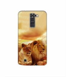 Amazon Brand - Solimo Designer Lion with Lioness 3D Printed Hard Back Case Mobile Cover for LG K7