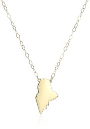 10k Yellow Gold Maine State Pendant Necklace, 16