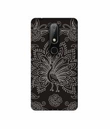 Amazon Brand - Solimo Designer White Peacock Rangoli 3D Printed Hard Back Case Mobile Cover for Nokia 6.1 Plus