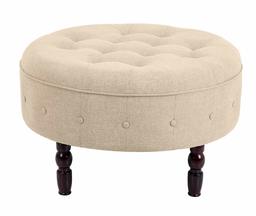 Ravenna Home Larry Contemporary Tufted Round Ottoman, 33.46