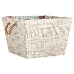 Pietra & Beam Bin 35,6 x 35,6 x 25,1 cm h-p Sbiancato in Legno e Metallo, Small