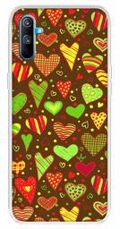 Amazon Brand - Solimo Designer Multicolor Heart Clip Art Brown Pattern Design Printed Soft Back Case Mobile Cover for Realme C3