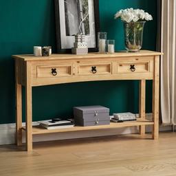 Amazon Brand - Movian Corona Console Table, 2 Drawer With Shelf, Solid Pine Wood, 70 x 83 x 31 cm