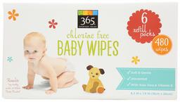 365 Everyday Value, Baby Wipes Refill Size, 80 ct, 6 pack