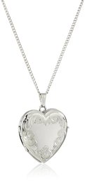 Sterling Silver Engraved 4-Picture Heart Locket, 20