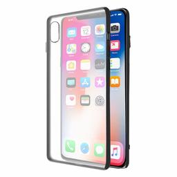 Amazon Brand - Solimo Mobile Cover (Hard Back & Black Flexible Bumper) for iPhone X (Transparent)