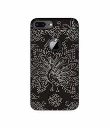 Amazon Brand - Solimo Designer White Peacock Rangoli 3D Printed Hard Back Case Mobile Cover for Apple iPhone 8 Plus (with Logo Cut)