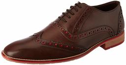 Amazon Brand - Symbol Men's Brown/ Red PU Formal Shoes - 8 UK (AZ-SY-435)