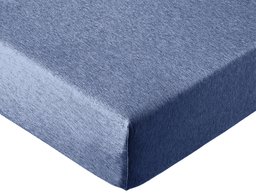 AmazonBasics Heather Jersey Baby Fitted Sheet, Chambray, 70cm x 140cm x 18cm