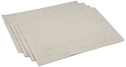 AmazonBasics Pinzon Quilted Placemats with Coordinating Napkins, 4 Placemats and 4 Napkins, Flax