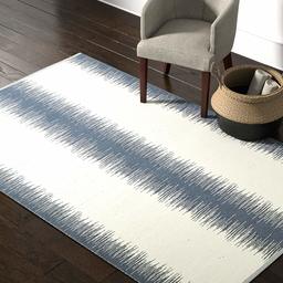 Amazon Brand – Rivet Abstract Reflections Modern Wool Area Rug, 5 x 8 Foot, Navy Blue