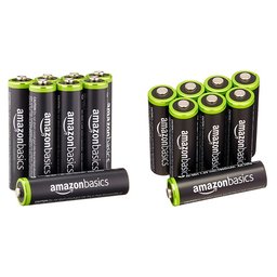 AmazonBasics - Conjunto de 8 pilhas recarregáveis AAA Ni-MH (pré-carregadas, 1000 ciclos, mínimo 750 mAh) conjunto de 8 pilhas recarregáveis AA Ni-MH (pré-carregadas, 1000 ciclos, 2000 mAh / mínimo 1900 mAh)