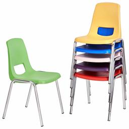 AmazonBasics 16 Inch School Classroom Stack Chair, Chrome Legs, Assorted Color, 6-Pack