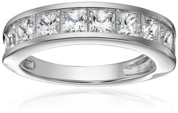 Ring Sterlingsilber platiniert Swarovski-Kristall Prinzessschliff Kanalfassung,platiniert