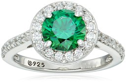 Anello rotondo in argento Sterling placcato platino o oro con zirconi Swarovski,Fantasia verde,Size 8