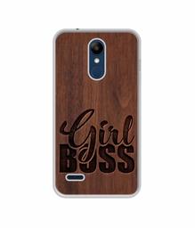 Amazon Brand - Solimo Designer Girl Boss On Wood UV Printed Soft Back Case Mobile Cover for LG K9