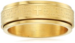 Steeltime Men's Stainless Steel Our Father Prayer Spinner Band Ring, Size 12