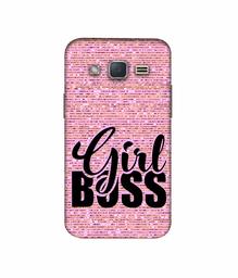 Amazon Brand - Solimo Designer Girl Boss On Pink Sparkle 3D Printed Hard Back Case Mobile Cover for Samsung Galaxy J2