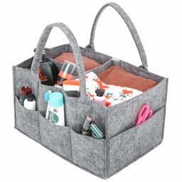 UMI Bébé Diaper Caddy, Portable Organiseur de Table à Langer Chambre d'enfant Panier de Rangement Organiseur avec avec Compartiments interchangeables, Sac de lingettes bébé, Gris