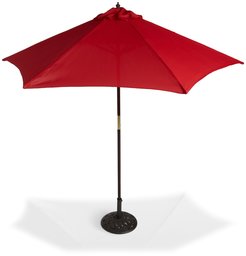 Strathwood Basics Dark Wood Market Umbrella, Red