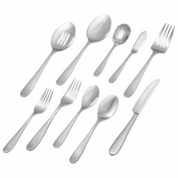 AmazonBasics Stone & Beam 45-Piece Flatware Set, Service for 8 - Hammered