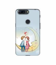 Amazon Brand - Solimo Designer Couple Sitting On Moon 3D Printed Hard Back Case Mobile Cover for Oneplus 5T