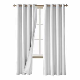 UMI. by Amazon - Cortinas Opacas con Aislamiento Térmico para Salón y Dormitorio con Ojales 2 Paneles 140 x 260 cm Gris Blanco