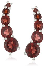 Garnet Round Gemstone Red Earrings Jackets