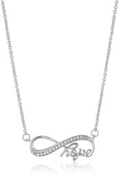 925 Sterling Silver AAA Cubic Zirconia Infinity Hope Necklace, 18