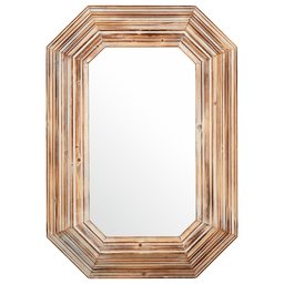 Amazon Brand – Stone & Beam Vintage-Look Octagonal Hanging Wall Mirror Decor, 39.5 Inch Height, Tan and White