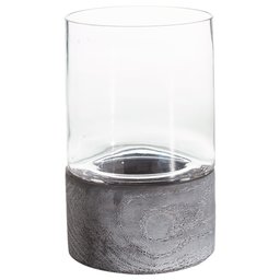 Amazon Brand – Rivet Mid-Century Modern Concrete and Glass Decor Candle Holder, 8.8