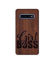 Amazon Brand - Solimo Designer Girl Boss On Wood 3D Printed Hard Back Case Mobile Cover for Samsung Galaxy S10 Plus