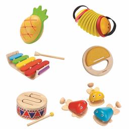 AmazonBasics Music Case Pack, Oval Xylophone, Pineapple Maraca, Solid Drum, Concentina, Percussion-Clapper