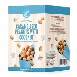 Amazon Brand - Happy Belly Caramelised Peanuts with coconut, 120g x 4