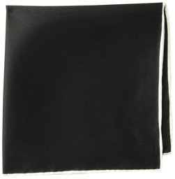 BUTTONED DOWN Men's Classic Silk Hand Rolled Pocket Square, solid black, One Size