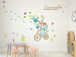 Amazon Brand - Solimo Wall Sticker for Living Room (Flower Delivery, Ideal Size on Wall, 148 cm x 96.5 cm)