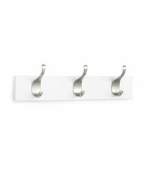 AmazonBasics Bois Portemanteau mural - Patère Murale - 3 Crochets modernes 34 cm, Blanc, Lot de 2