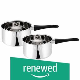 (Renewed) Amazon Brand - Solimo 2-Piece Stainless Steel Sauce Pan Set