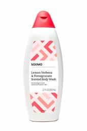 Amazon Brand - Solimo Body Wash, Lemon Verbena and Pomegranate Scented, Dermatologist Tested, 22 Fluid Ounce