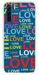 Amazon Brand - Solimo Designer Multicolor Typography Love Teal Pattern Design Printed Soft Back Case Mobile Cover for Oppo F15