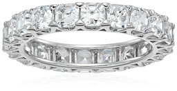 Platinum-Plated Sterling Silver Swarovski Zirconia Asscher-cut Eternity Band Ring, Size 8