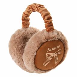 Jeff & Aimy Furry Earmuffs Winter Outdoor Ear Muffs Bow for Womens Warmers Brown