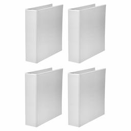 AmazonBasics Heavy-Duty D-Ring Binder - 2 Inch, White, 4-Pack