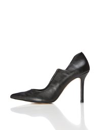 find. Women’s Closed-Toe Pumps with Leather Asymmetric Edges, Black, 7 UK