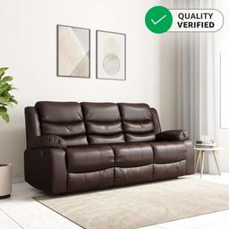 Amazon Brand - Solimo Delphi Three Seater Leatherette Recliner (Brown)