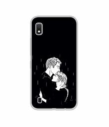 Amazon Brand - Solimo Designer Couples Standing in Rain UV Printed Soft Back Case Mobile Cover for Samsung Galaxy A10